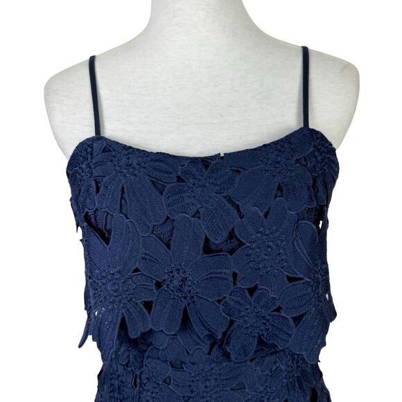Black Halo Ora Navy Floral Cutout Lace Sleeveless Sheath Party Dress - Picture 4 of 10